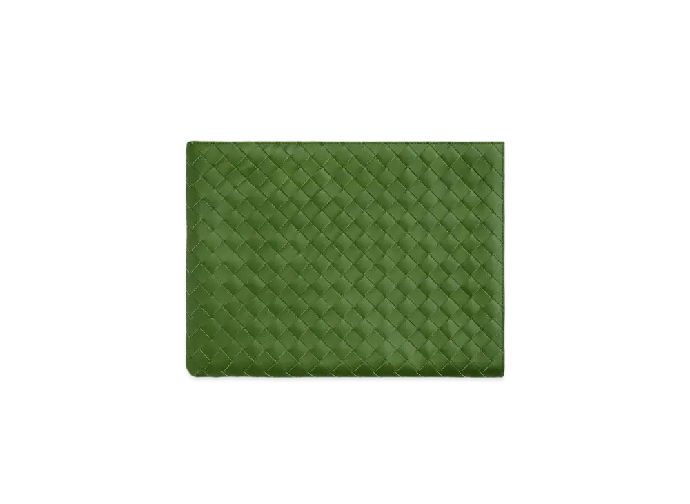 Bottega Veneta Intrecciato Half Zipper Pouch "Avocado"