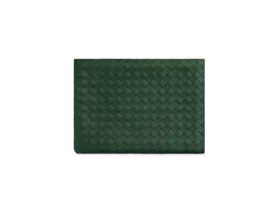Bottega Veneta Intrecciato Half Zipper Pouch "Avocado"