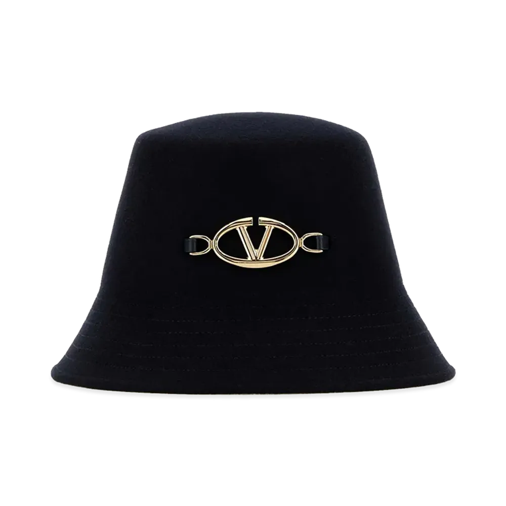 Valentino Women's Felt Bucket Hat "Midnight Blue"