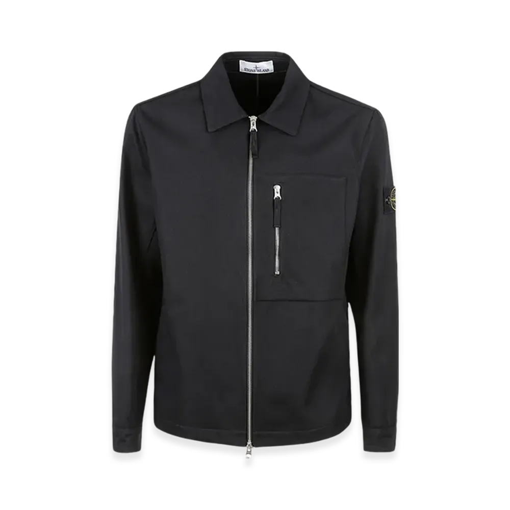 Stone Island 11103 Cotton Nylon Drill Overshirt with Zip Fastening - 24FW "Black"