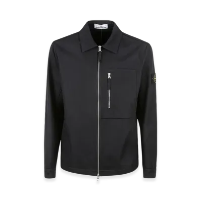 Stone Island 11103 Cotton Nylon Drill Overshirt with Zip Fastening - 24FW "Black"