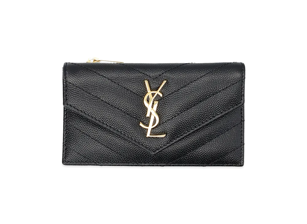 Saint Laurent Women's Card Holder "Fragments Cassandre" "Black"