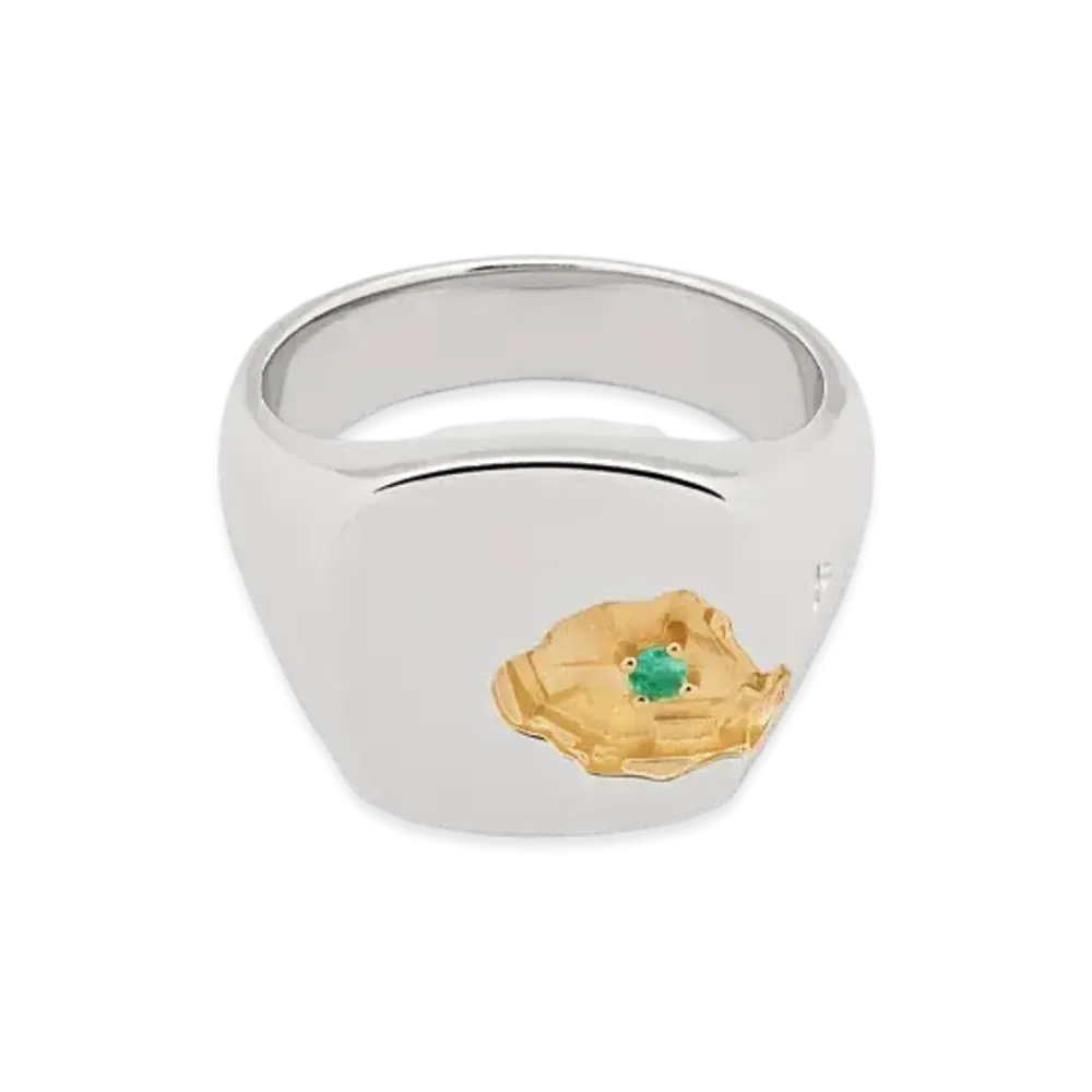 TOMWOOD Mined Ring Large Emerald "Silver"