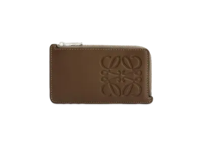 LOEWE Brand Coin Cardholder In Smooth Calfskin "Khaki Brown"