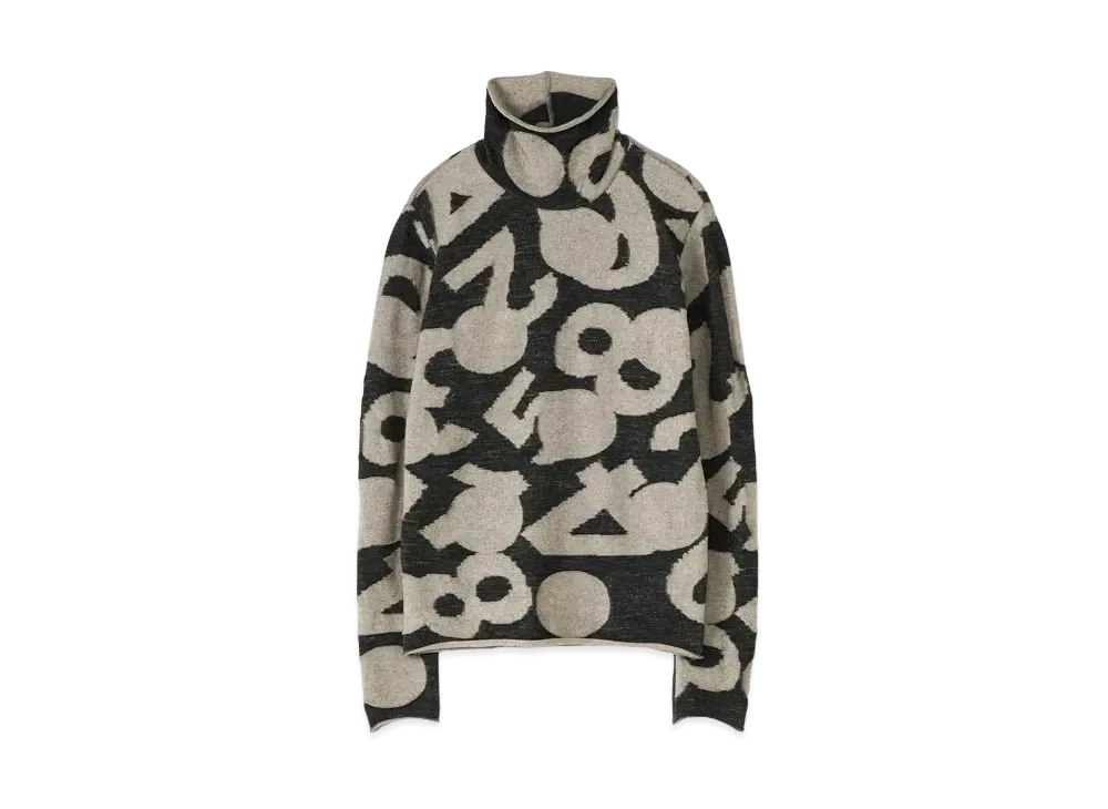 Yohji Yamamoto Y's DOT NUMBER LINKS HIGHT NECK LONG SLEEVE PULLOVER "Beige"
