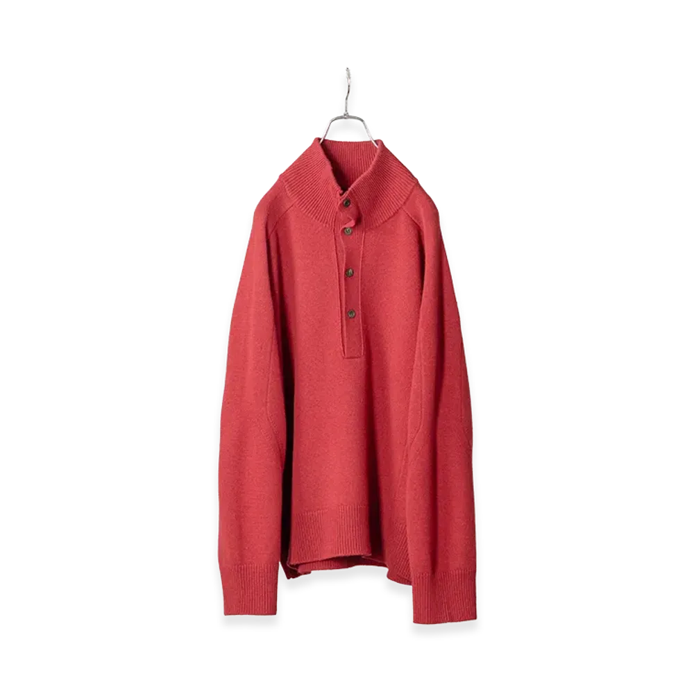 ANCELLM Button-Front Knit Blouson "Red"