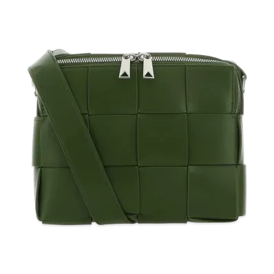Bottega Veneta Leather Cassette Camera Crossbody Bag "Olive Green"