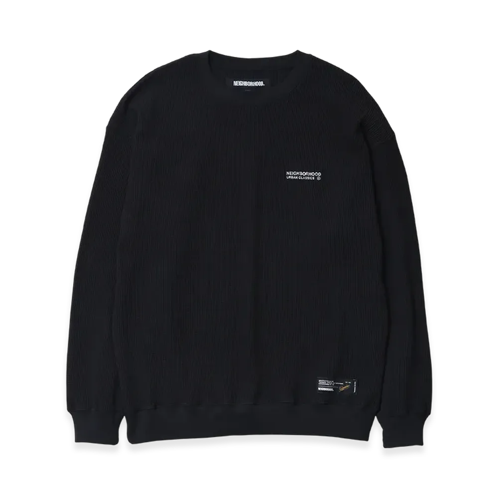 NEIGHBORHOOD Waffle Fabric Crewneck LS-1 "Black"