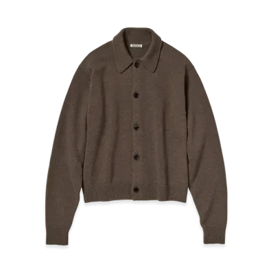 AURALEE Super Fine Wool Knit Shirt Cardigan "Top Brown"