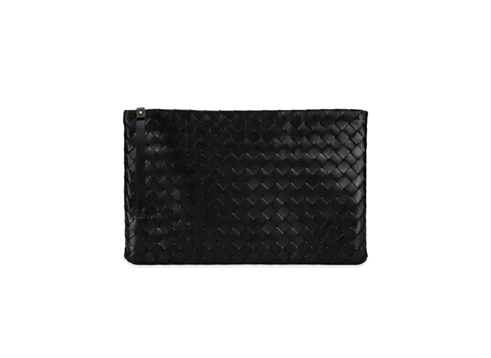 Bottega Veneta Intrecciato Leather Large Pouch "Black"