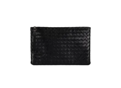 Bottega Veneta Intrecciato Leather Large Pouch "Black"