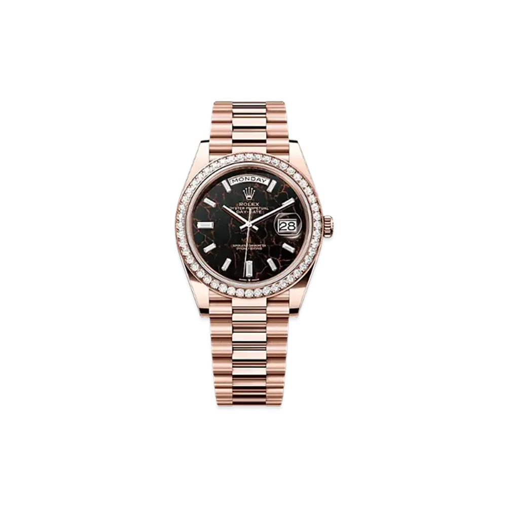 ROLEX Day-Date 40mm Everose Gold Diamond 228345RBR "Eisenkiesel"
