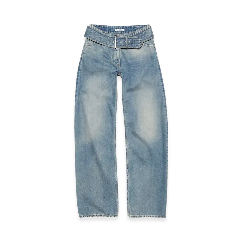 Acne Studios Belted Jeans Relaxed Fit "Mid Blue"