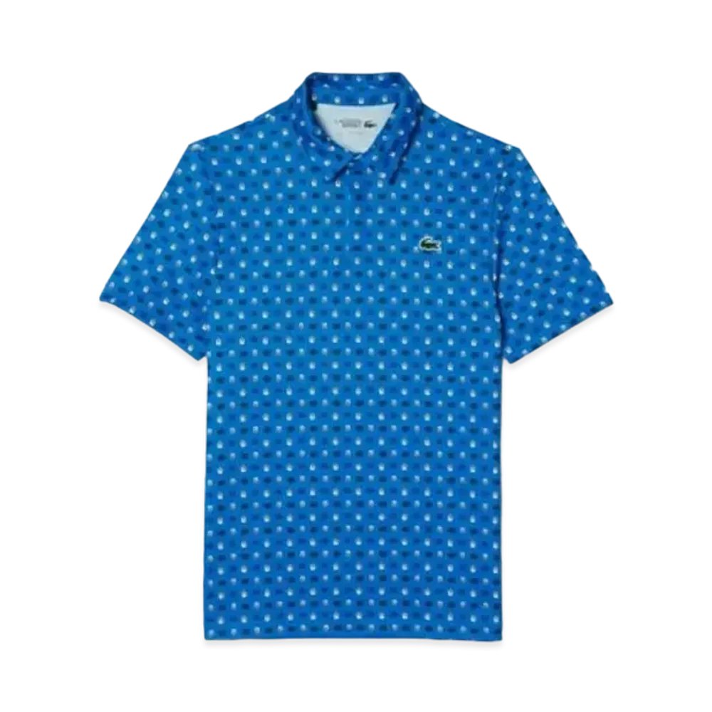 LACOSTE Minimum Allover Print Golf Polo Shirt "Blue"