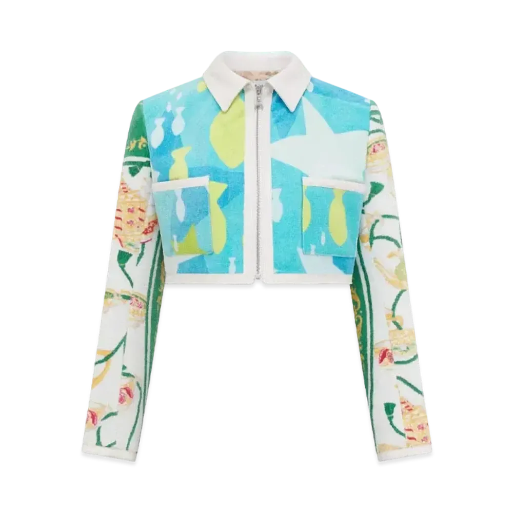 Marine Serre Regenerated Jersey Jacquard Towelling Cropped Jacket "Multi"