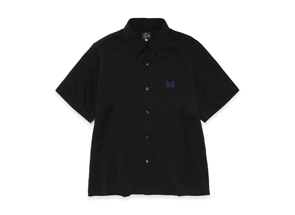 NEEDLES x STUDIOUS Papillon Emb. S/S Shirt - Art Pique Pleats "Black"