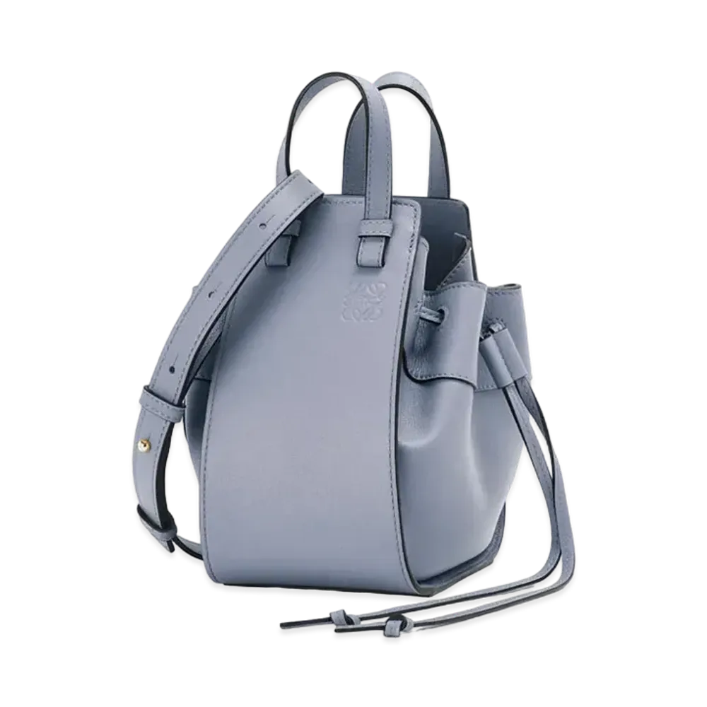 LOEWE Mini Hammock Drawstring In Classic Calfskin "Atlantic Blue"