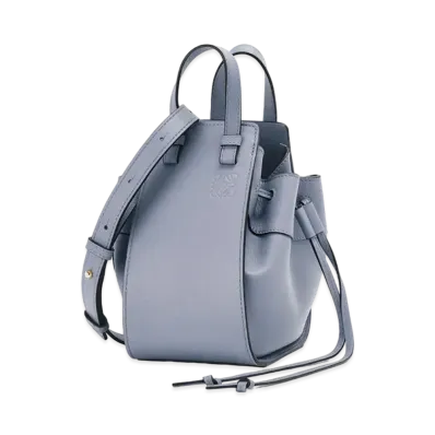 LOEWE Mini Hammock Drawstring In Classic Calfskin "Atlantic Blue"
