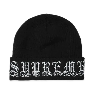 Supreme Old English Rhinestone Beanie "Black"