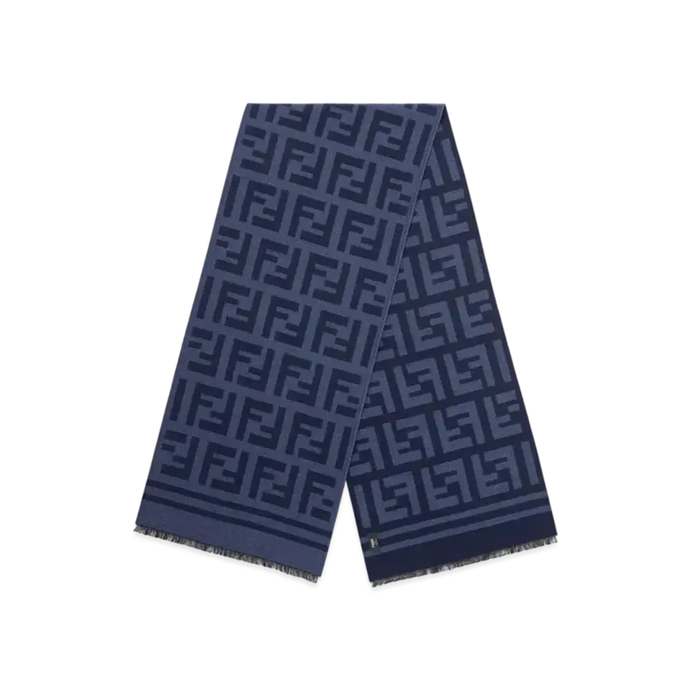 FENDI Scarf Wool and Silk "Blue"