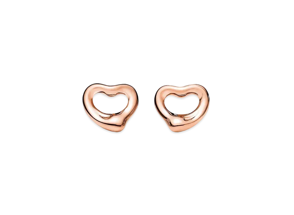Tiffany & Co. Elsa Peretti Open Heart Stud Earrings 18K "Rose Gold"