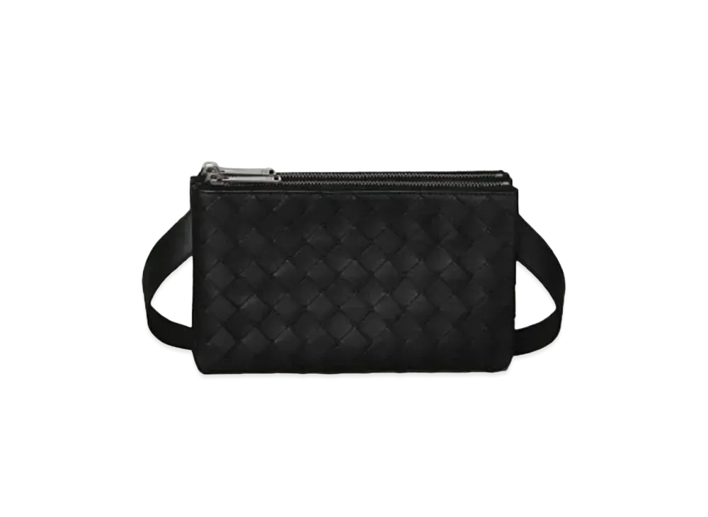Bottega Veneta Intrecciato Leather Messenger Bag "Black"