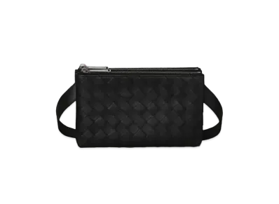 Bottega Veneta Intrecciato Leather Messenger Bag "Black"