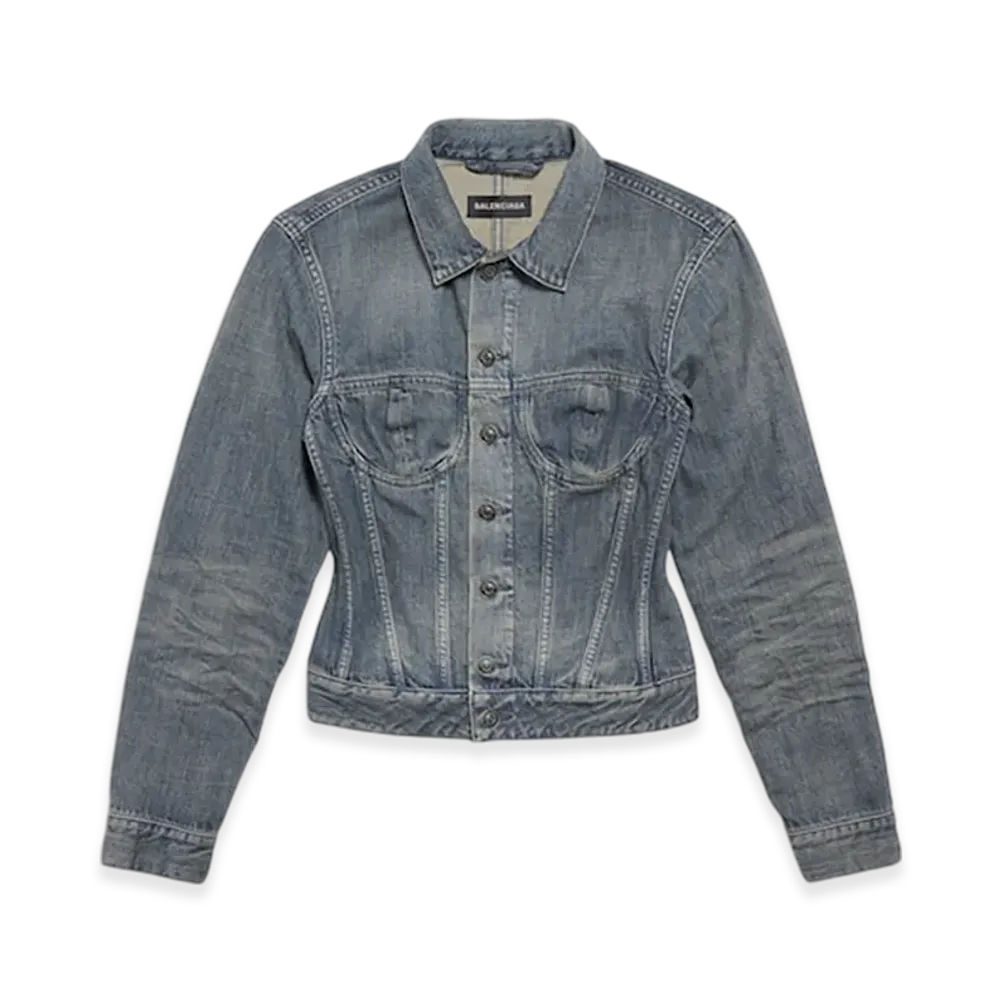 BALENCIAGA Women's Corset Denim Jacket "Blue"