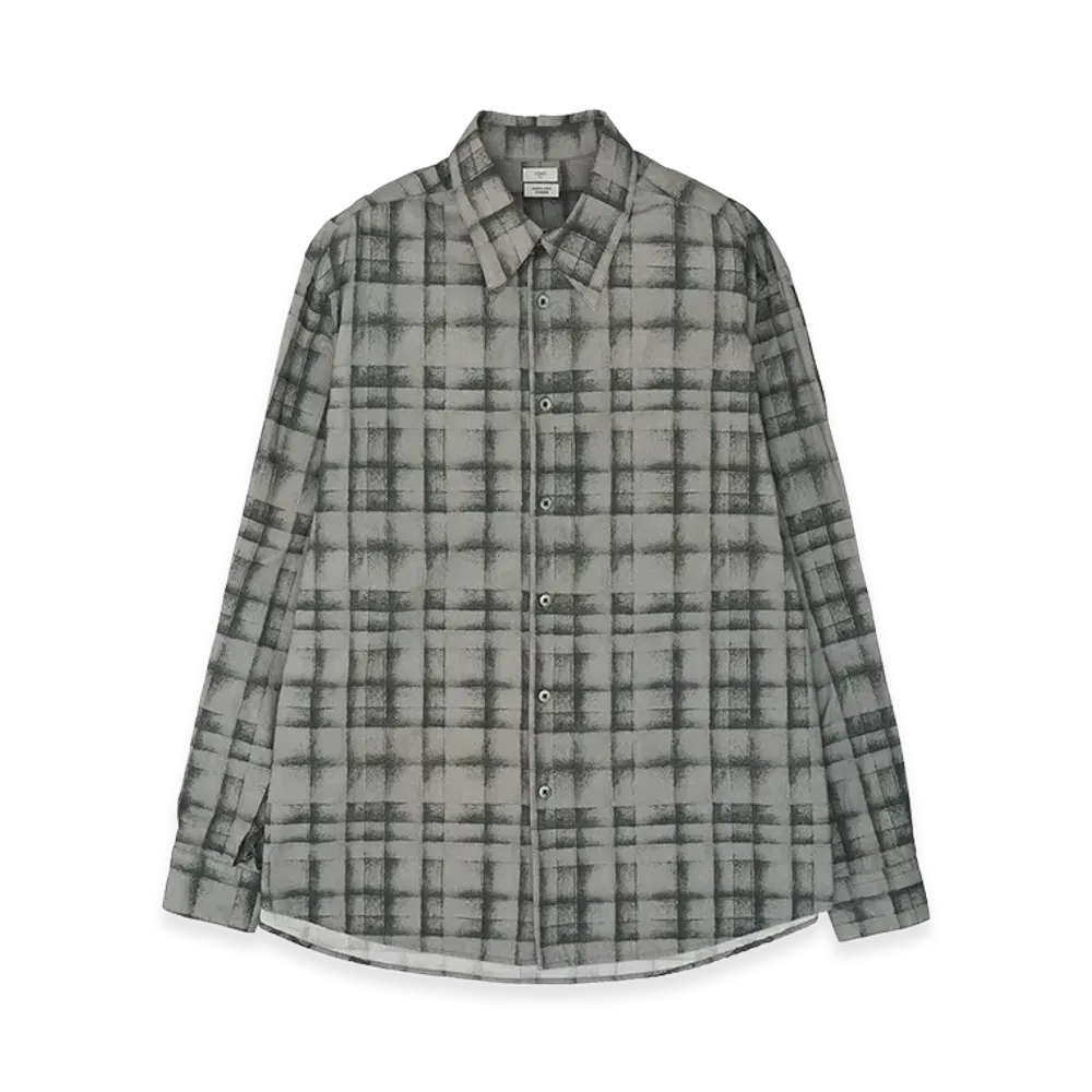 YOKE Plaid Cotton Typewriter Loose Fit Shirt "Gray"