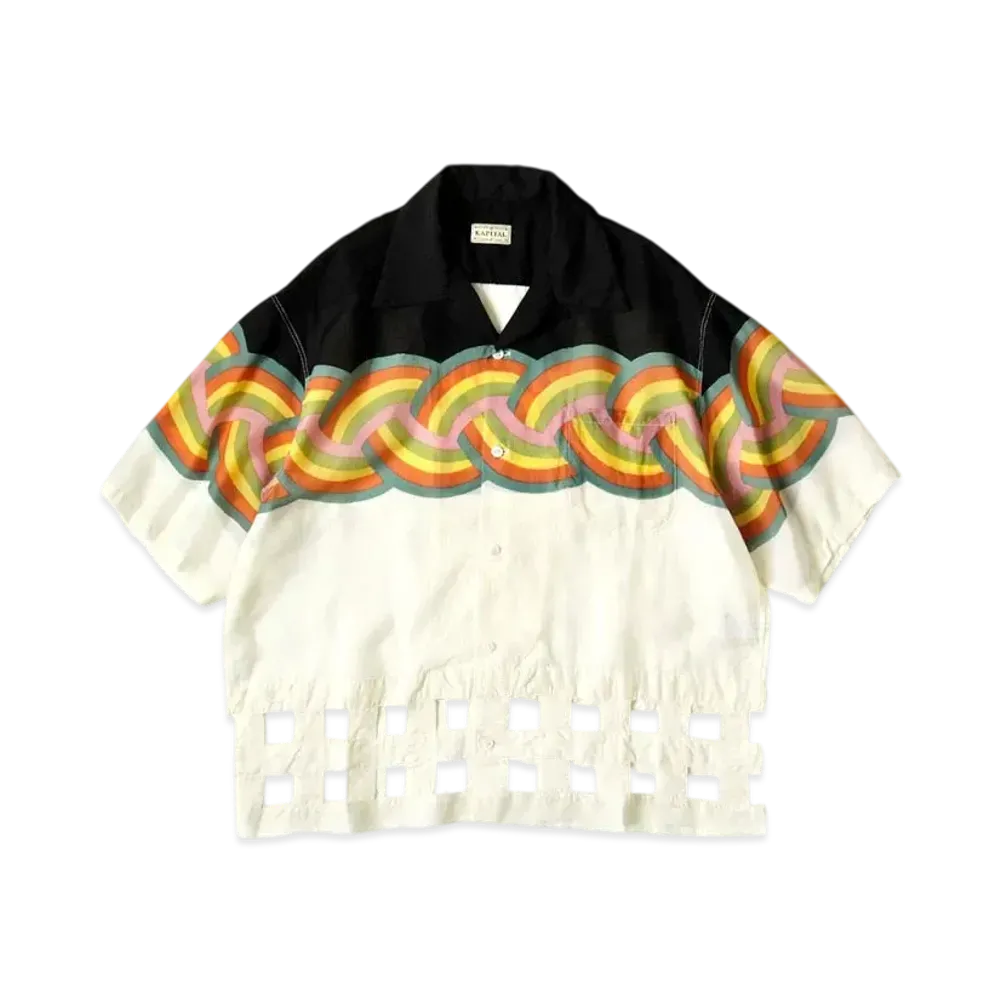KAPITAL Silk Rayon Rainbow Wind Pen Aloha Shirt "Black Kinari"