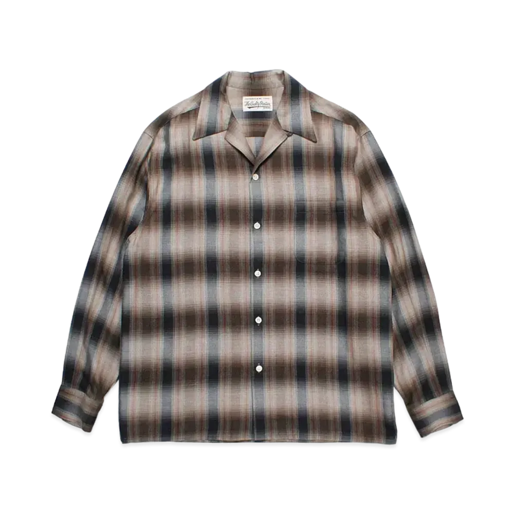 WACKO MARIA Check Open Collar Shirt "Brown"