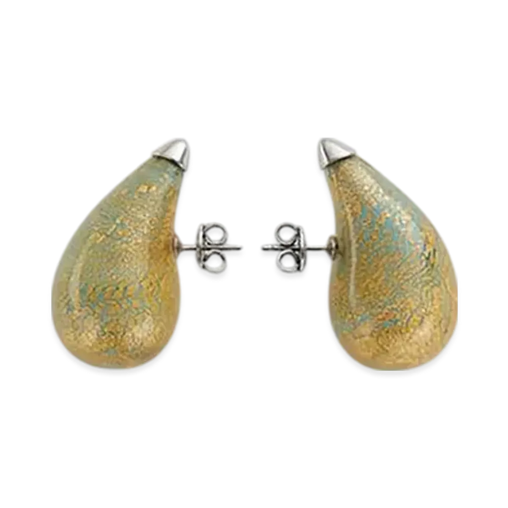 Bottega Veneta Drop Glass Earrings "Mint/Gold"