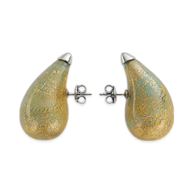 Bottega Veneta Drop Glass Earrings "Mint/Gold"