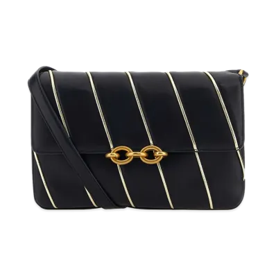 Saint Laurent Women's Two-Tone Leather Le Maillon Shoulder Bag "Stripped"