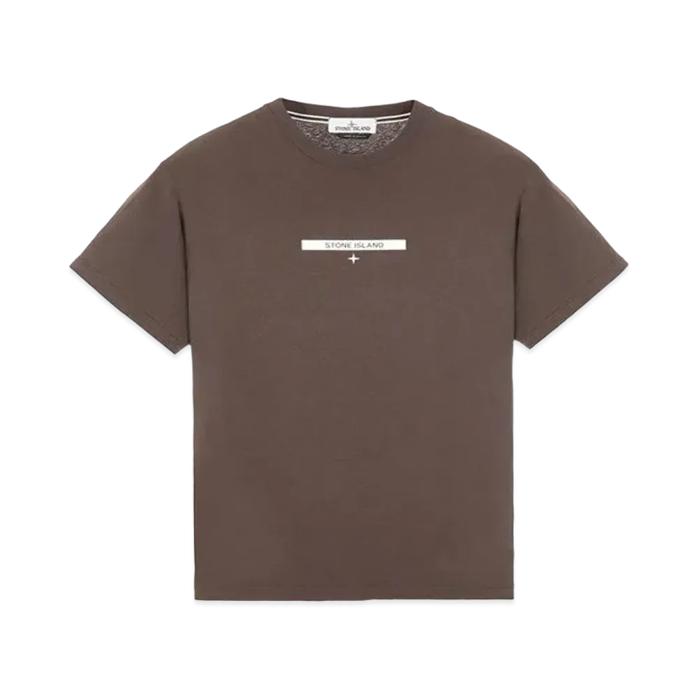Stone Island 2NS84 COTTON JERSEY, 'MICRO GRAPHICS ONE' PRINT_SLIM FIT "Dark Brown"