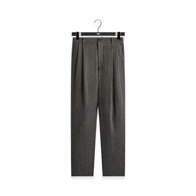Kith &Kin Textured Linen Flax Brynn Pleated Pant "Black Melange"