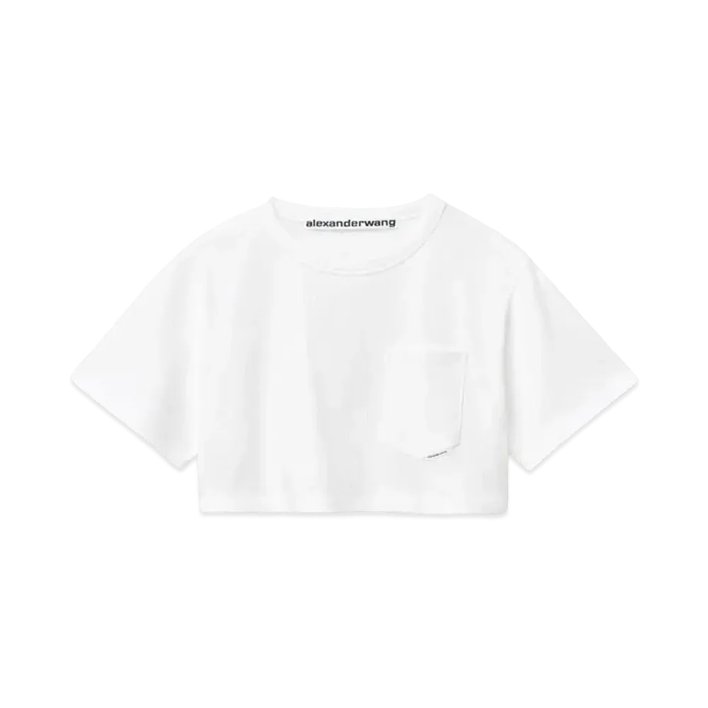 Alexander Wang High Twist Jersey Cropped T-shirt "White"
