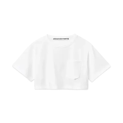 Alexander Wang High Twist Jersey Cropped T-shirt "White"
