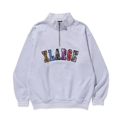 XLARGE Mixed Logo Half Zip Sweatshirt "Ash"