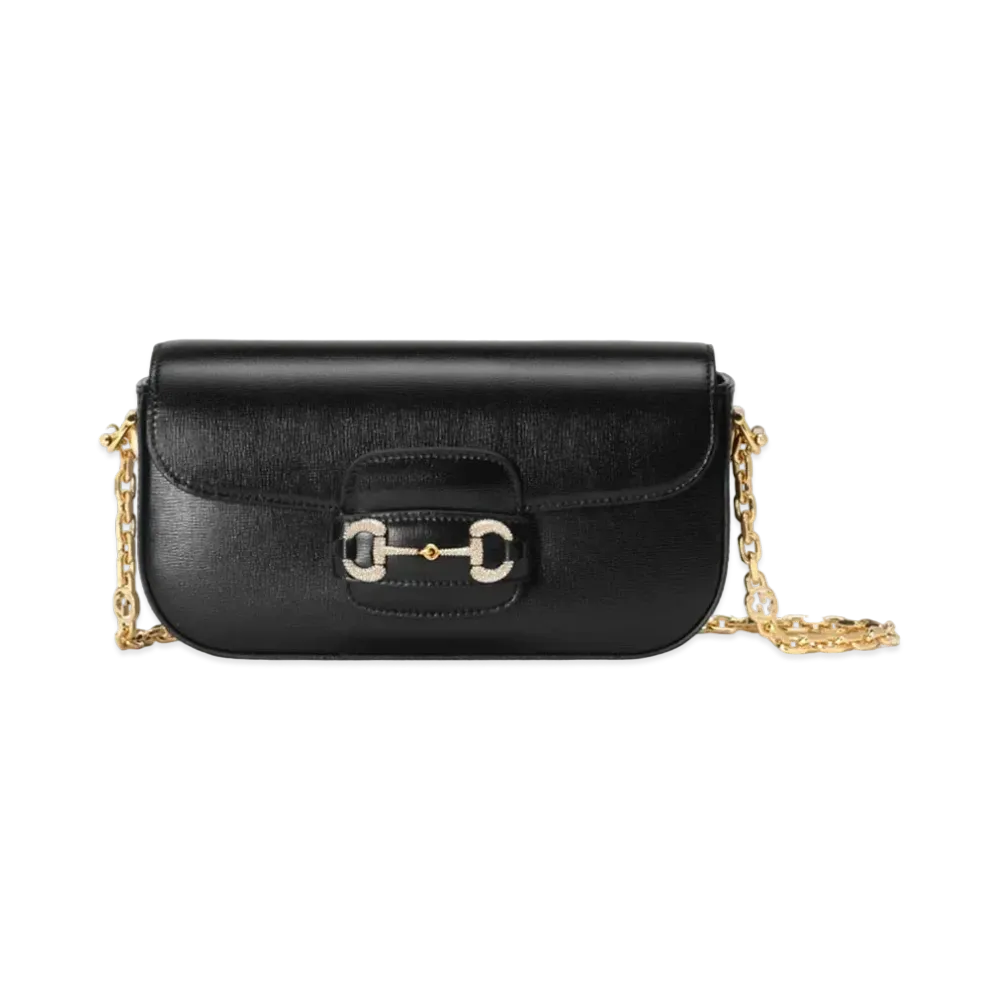 GUCCI Horsebit 1955 Small Shoulder Bag "Black"