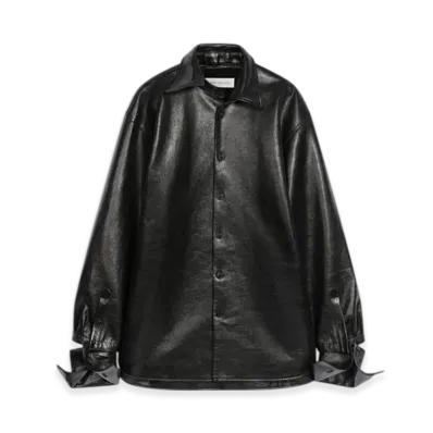 DRIES VAN NOTEN Adjustable Leather Shirt "Black"