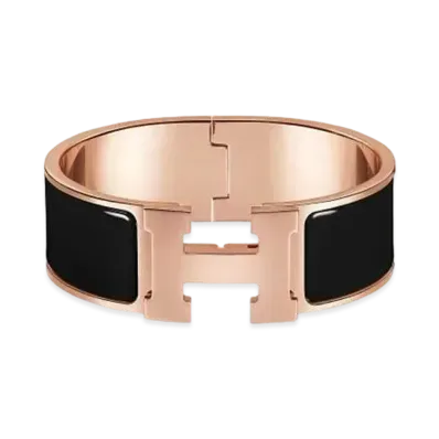 Hermes Clic Clac H Bracelet "Noir/Pink Gold"