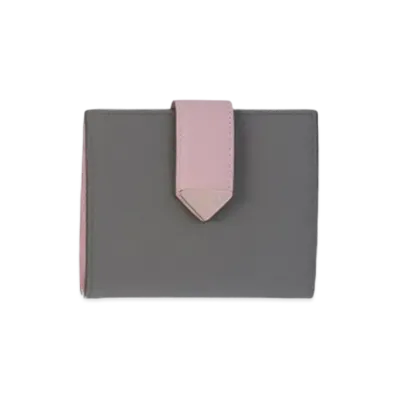 PRADA Small Saffiano And Smooth Leather Wallet "Gray/Pink"