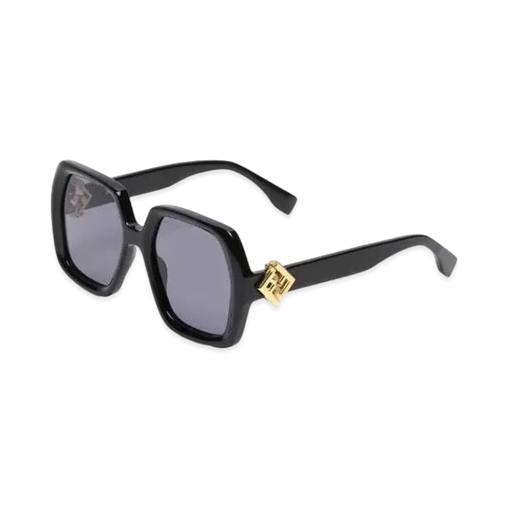FENDI FF Diamonds Low Bridge Fit Havana Acetate Sunglasses "Black"