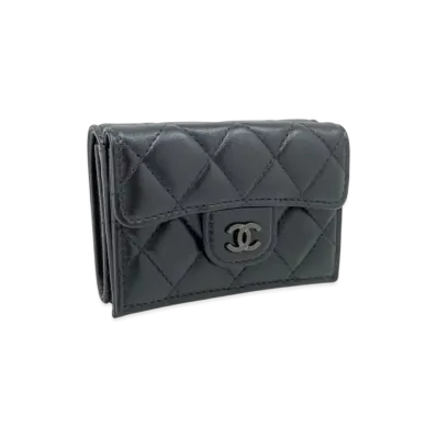 CHANEL Matelasse Lambskin Small Flap Wallet "Black/Black"