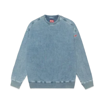 DIESEL D-Krib Track Denim Sweatshirt "LIGHT BLUE"