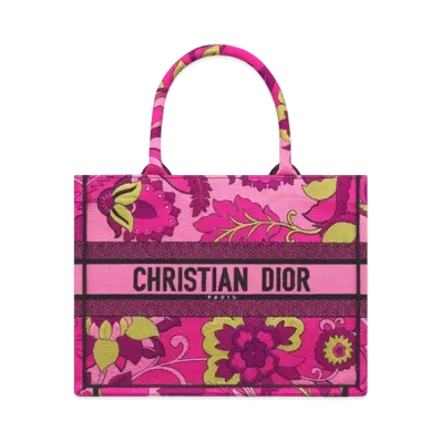 Dior Medium Dior Book Tote Jardin Indien Embroidery "Fuchsia"