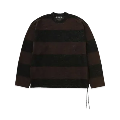 mastermind WORLD Boxy Pile Striped LS Tee "Black Brown"
