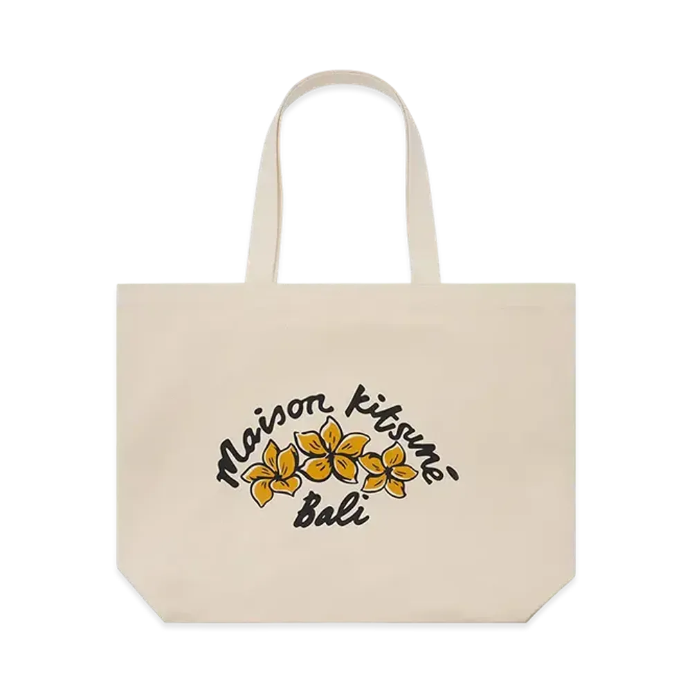 Maison Kitsune Bali Flower Tote "Light Beige"