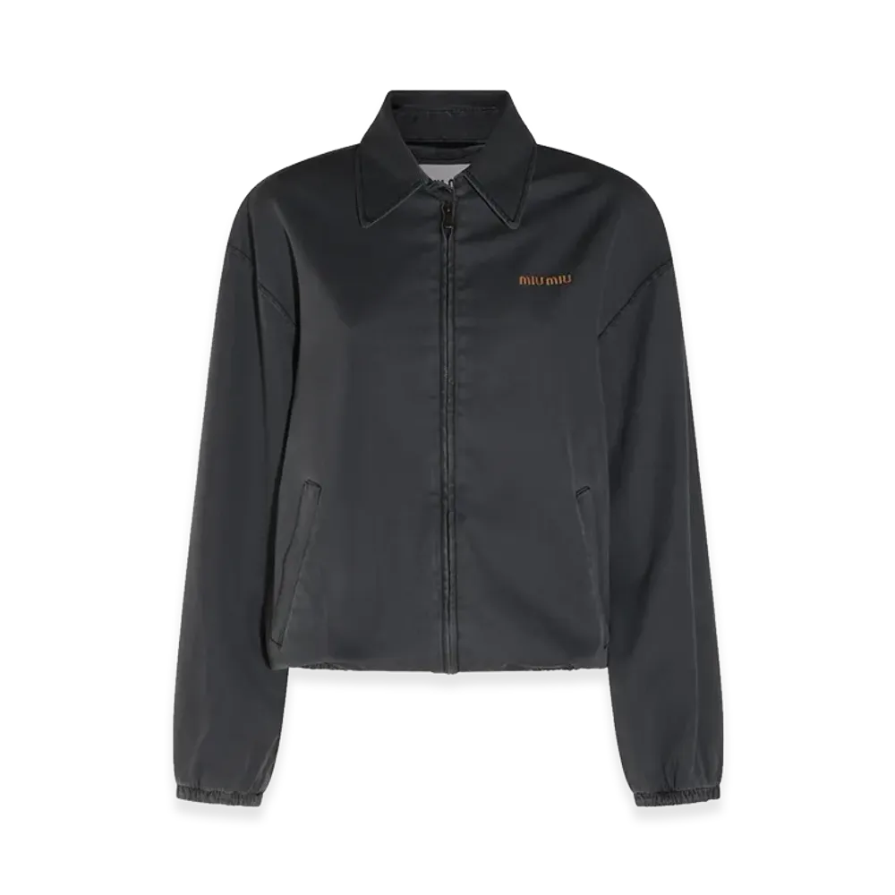 MIU MIU Women's Cotton Bomber Jacket "Black/Dark Grey"